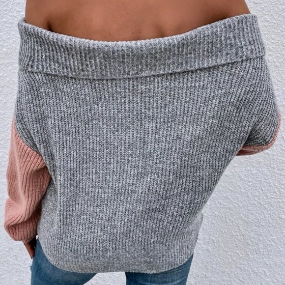 SHEIN Colorblock Off Shoulder Sweater Sz: M - Picture 4 of 9
